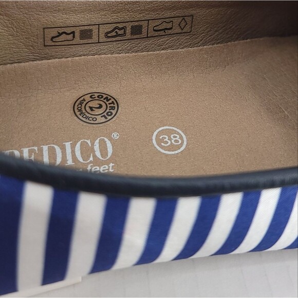 Arcopedico Womens Striped Flats Blue White Satin Slip-on Nautical Beachy Shoe 38 - Picture 10 of 16